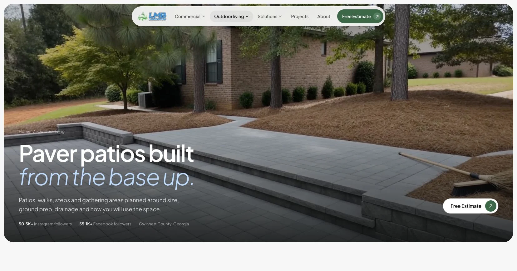 LMB Landscaping website by Propel showing relevant services and real project work